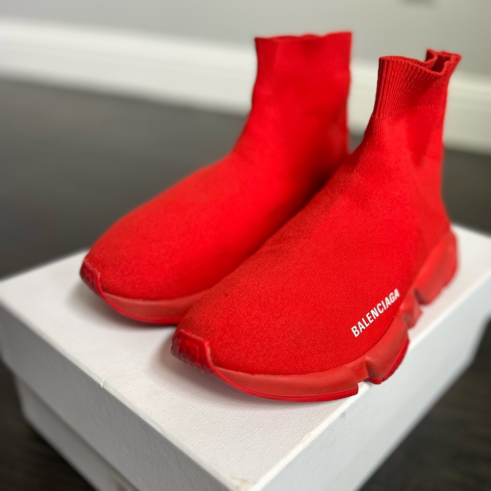 Balenciaga Speed Knit Sneakers Red Size 39